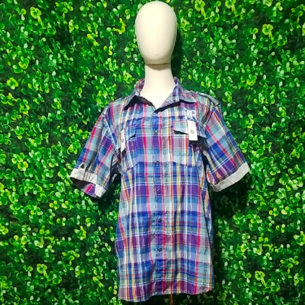 Colorful Plaid Short Sleeve Shirt